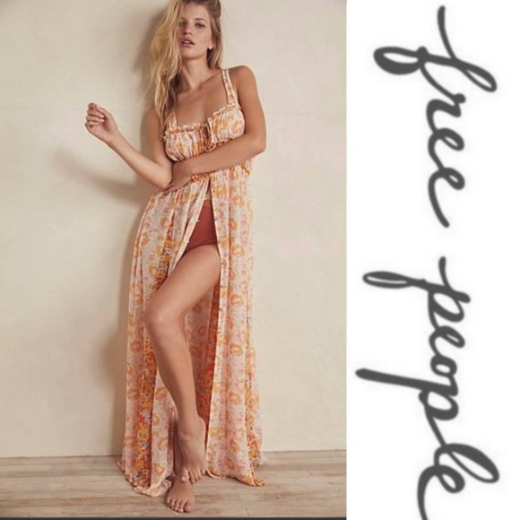 Free People intimately dance with me printed maxi dress boho floral xs - Picture 1 of 3